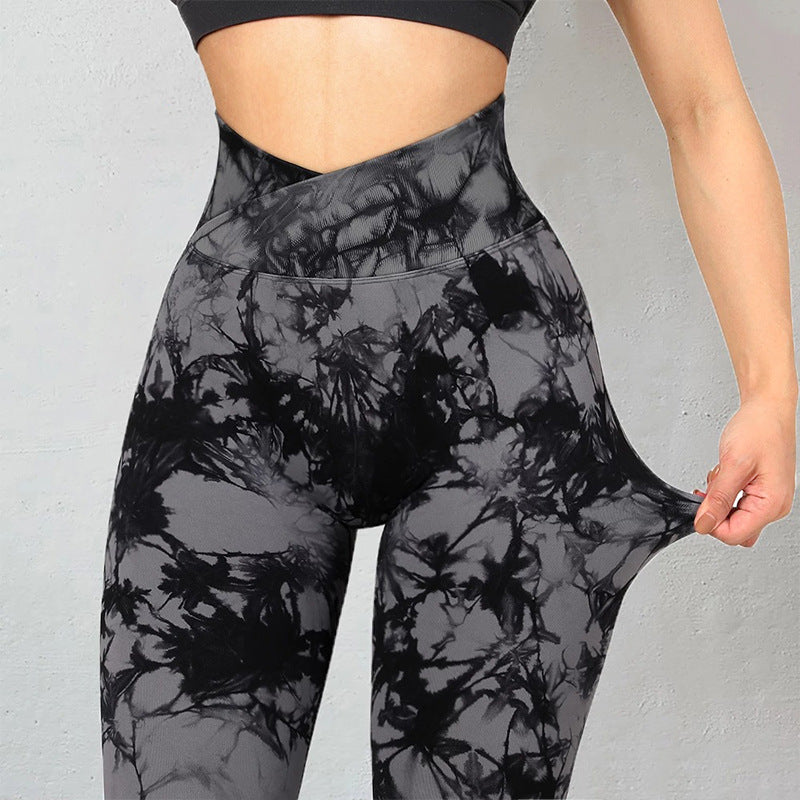 Women’s Seamless Tie-Dye Leggings – Push-Up Yoga & Fitness Gym Pants