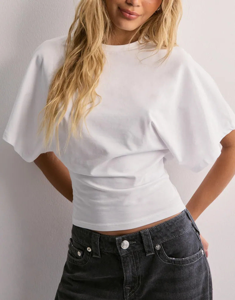 Women’s Summer Batwing Sleeve T-Shirt – Loose Fit, Round Neck Casual Top