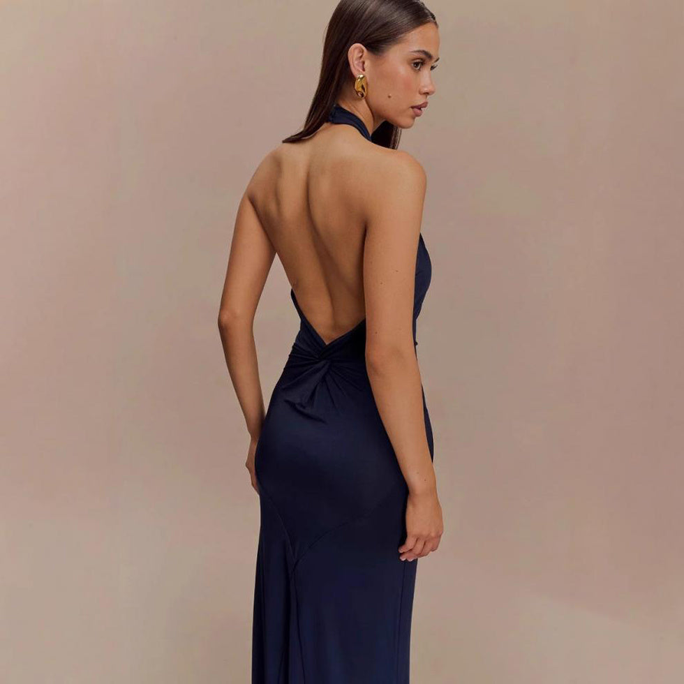 Sexy Bodycon Halter Maxi Dress – Backless Slim Fit Party Club Prom Dress for Women