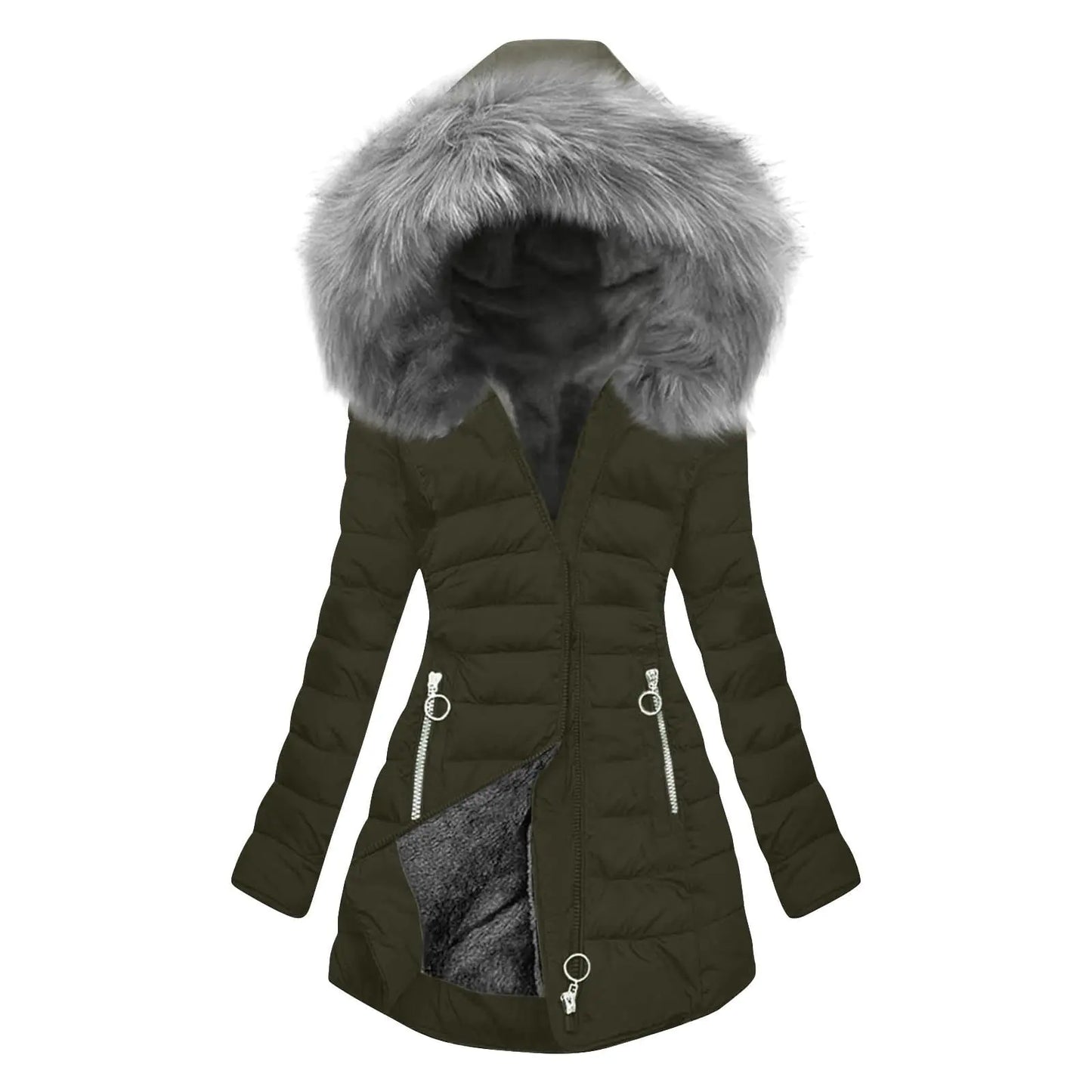 Women’s Sherpa-Lined Winter Coat – Mid-Length, Warm & Stylish Outerwear