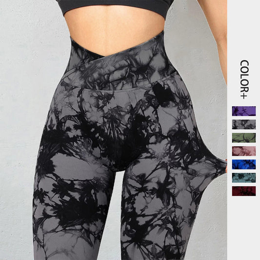 Women’s Seamless Tie-Dye Leggings – Push-Up Yoga & Fitness Gym Pants