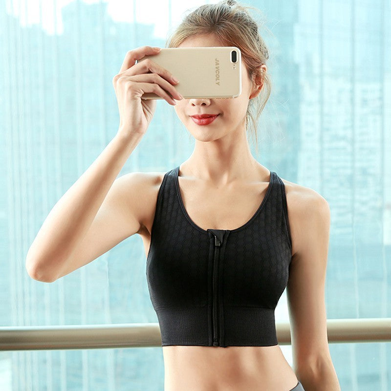 Women’s High-Impact Zipper Sports Bra – Shockproof, Comfortable & Stylish
