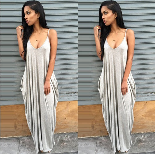 Women’s Summer Casual Long Dress – Plus Size Pleated V-Neck Outfit