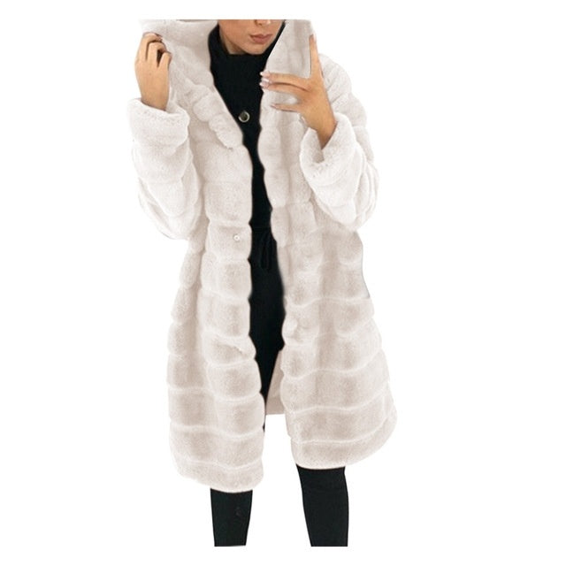 Women’s Long White Winter Jacket – Thick Solid Warm Coat 2025