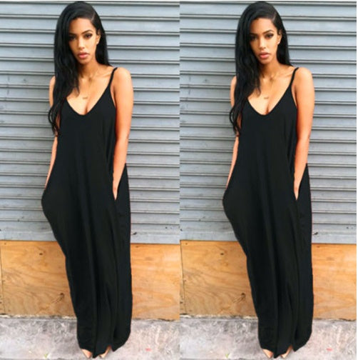 Women’s Summer Casual Long Dress – Plus Size Pleated V-Neck Outfit