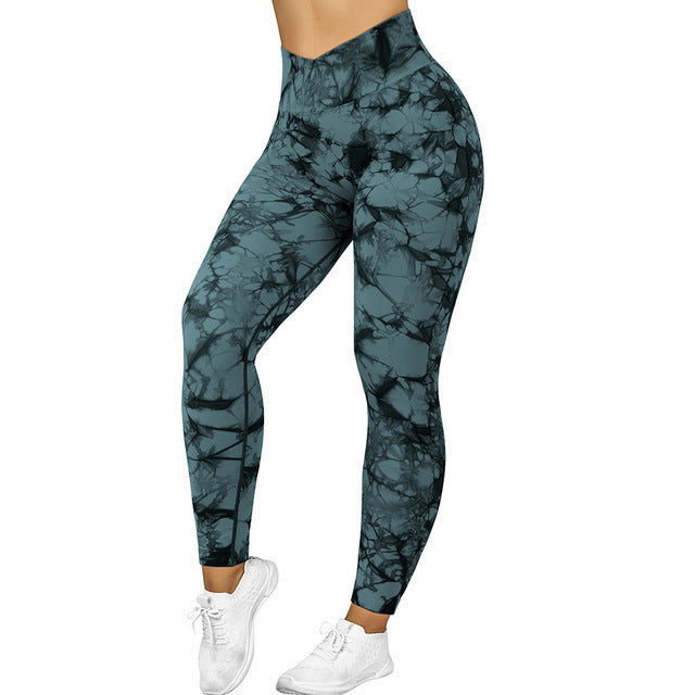 Women’s Seamless Tie-Dye Leggings – Push-Up Yoga & Fitness Gym Pants