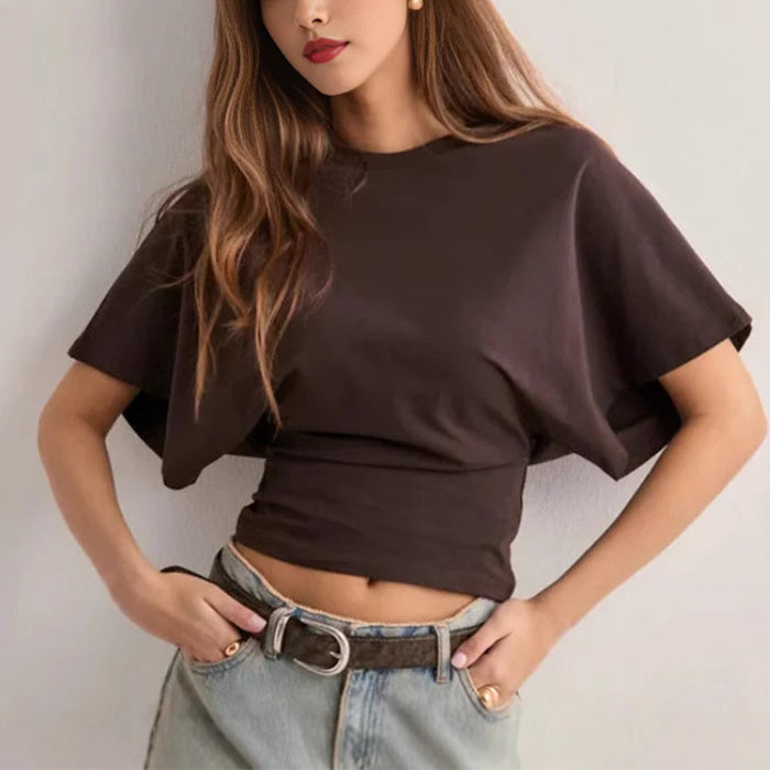 Women’s Summer Batwing Sleeve T-Shirt – Loose Fit, Round Neck Casual Top