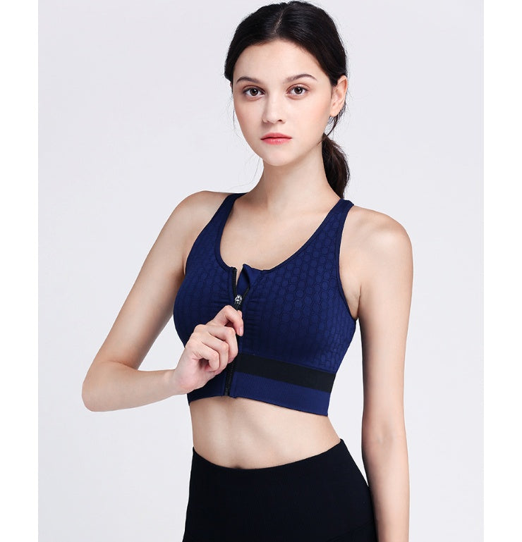 Women’s High-Impact Zipper Sports Bra – Shockproof, Comfortable & Stylish