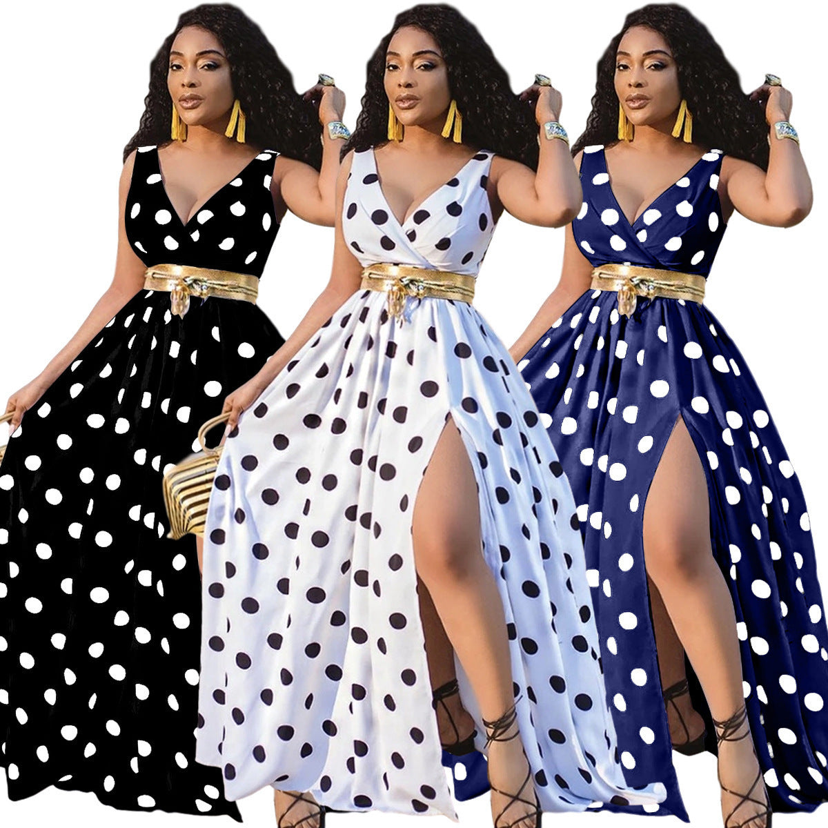 Women’s Sexy Party Dress – Plus Size Long Swing Club Dress with Strap Desig