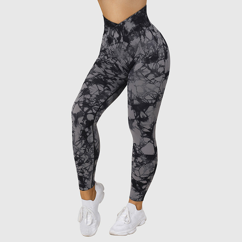 Women’s Seamless Tie-Dye Leggings – Push-Up Yoga & Fitness Gym Pants