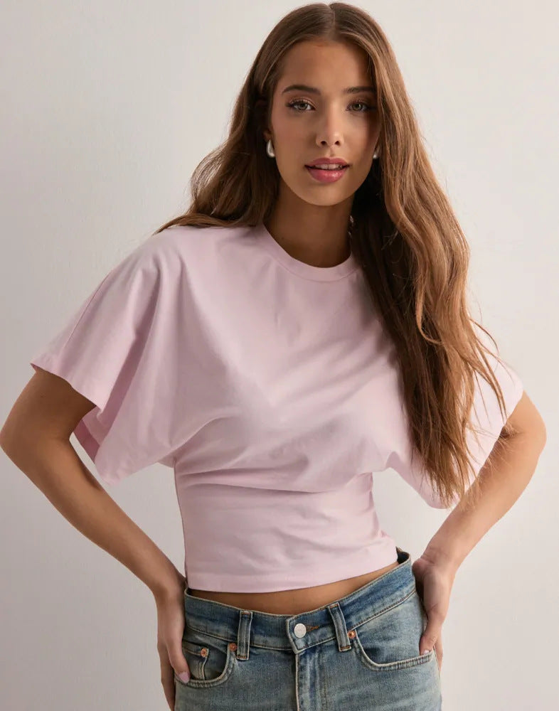 Women’s Summer Batwing Sleeve T-Shirt – Loose Fit, Round Neck Casual Top