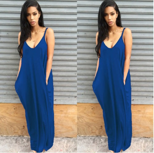 Women’s Summer Casual Long Dress – Plus Size Pleated V-Neck Outfit