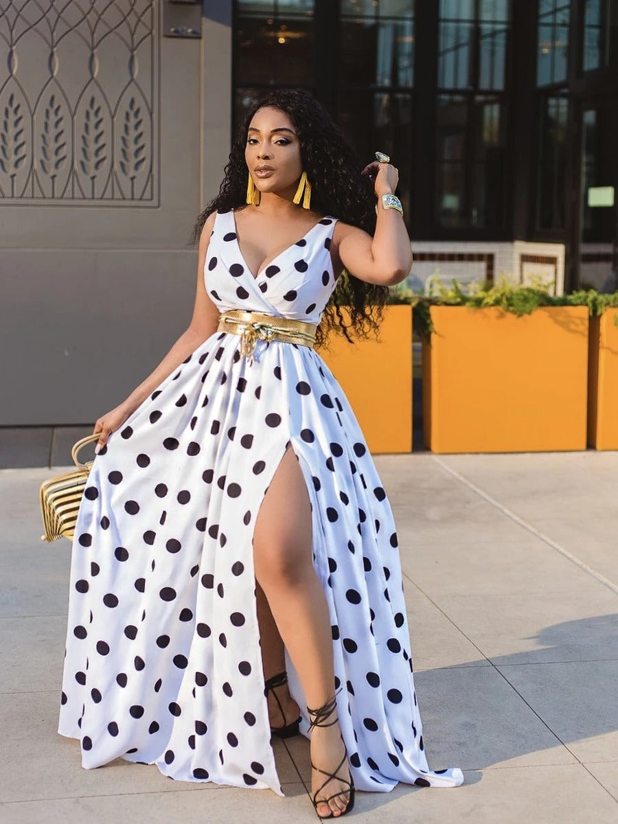 Women’s Sexy Party Dress – Plus Size Long Swing Club Dress with Strap Desig