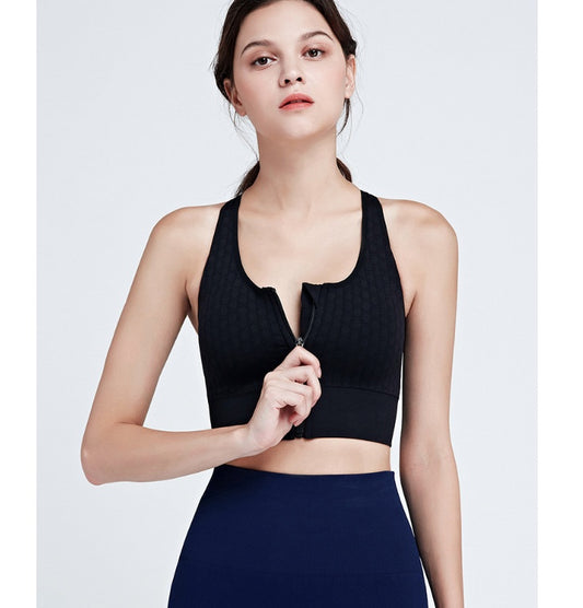 Women’s High-Impact Zipper Sports Bra – Shockproof, Comfortable & Stylish