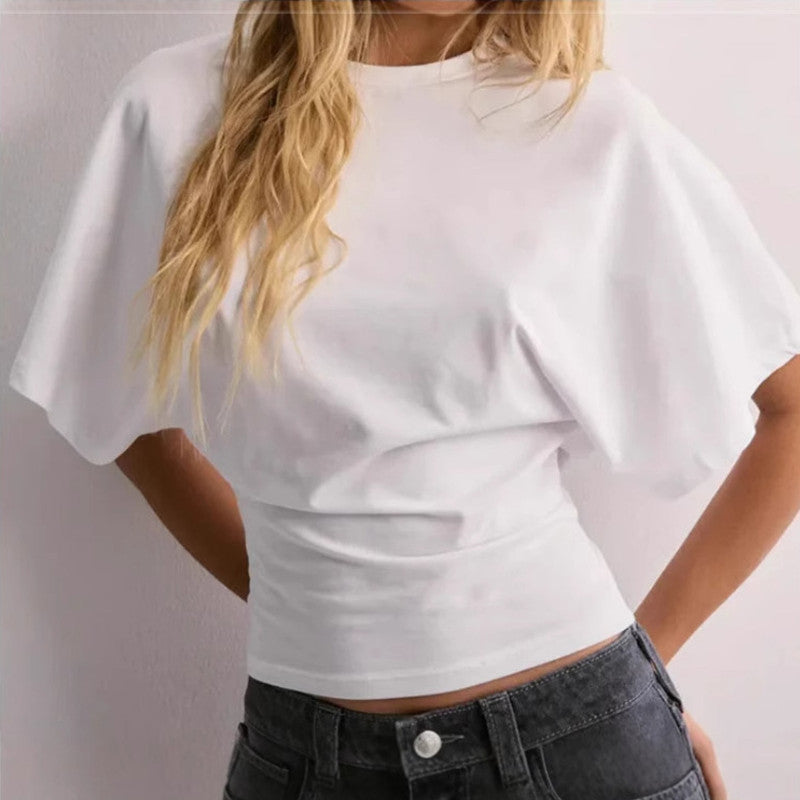 Women’s Summer Batwing Sleeve T-Shirt – Loose Fit, Round Neck Casual Top