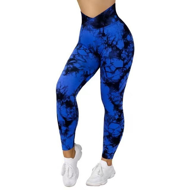 Women’s Seamless Tie-Dye Leggings – Push-Up Yoga & Fitness Gym Pants