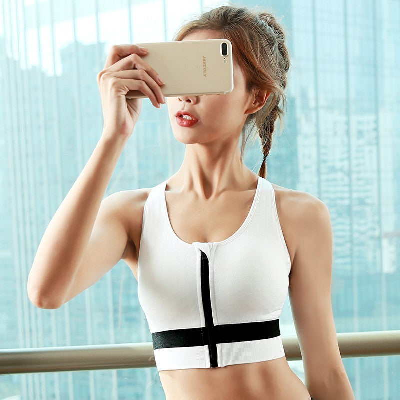Women’s High-Impact Zipper Sports Bra – Shockproof, Comfortable & Stylish
