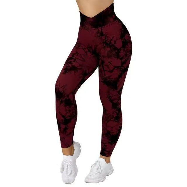 Women’s Seamless Tie-Dye Leggings – Push-Up Yoga & Fitness Gym Pants