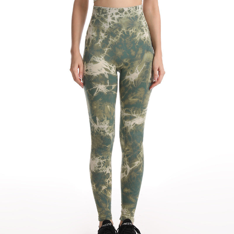 Women’s Tie-Dye Seamless Leggings – Push-Up Yoga & Fitness Gym Tights