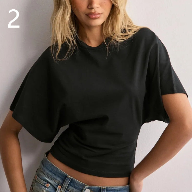 Women’s Summer Batwing Sleeve T-Shirt – Loose Fit, Round Neck Casual Top