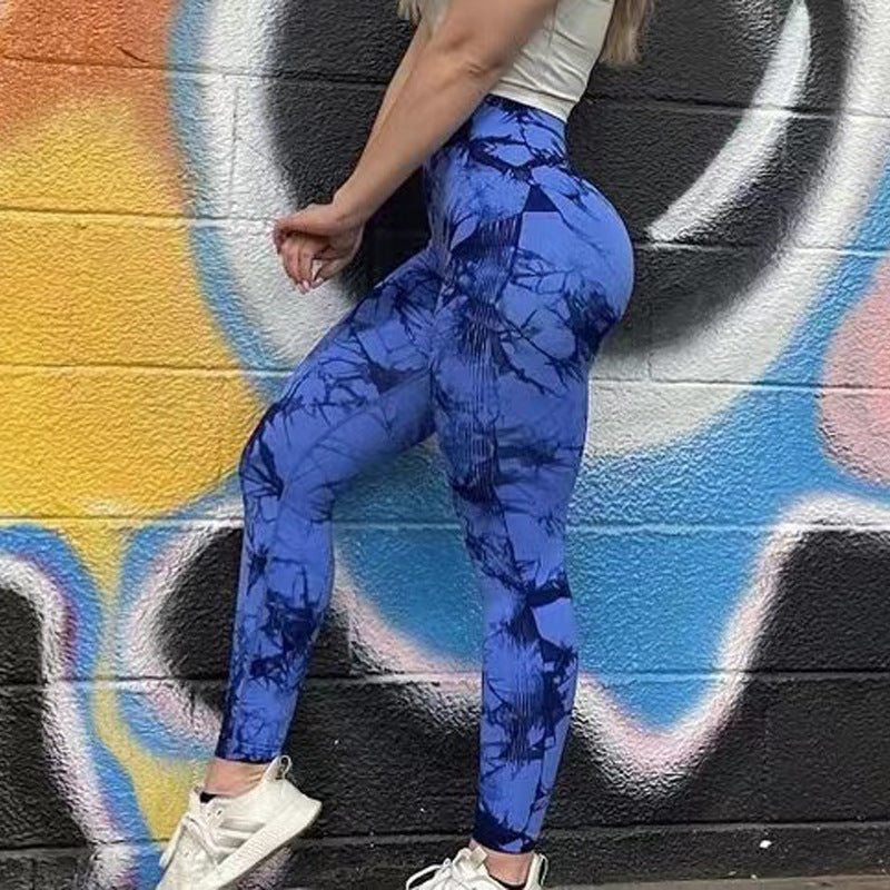 Women’s Tie-Dye Seamless Leggings – Push-Up Yoga & Fitness Gym Tights