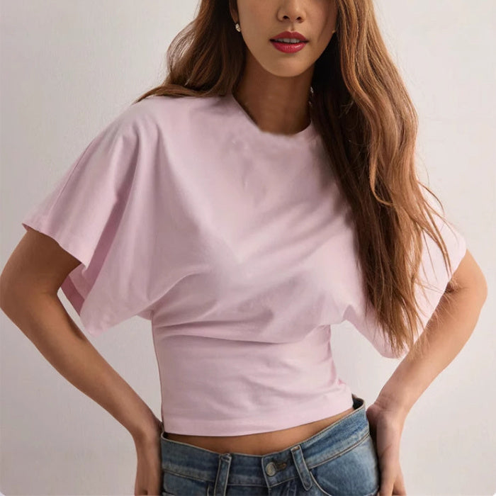 Women’s Summer Batwing Sleeve T-Shirt – Loose Fit, Round Neck Casual Top