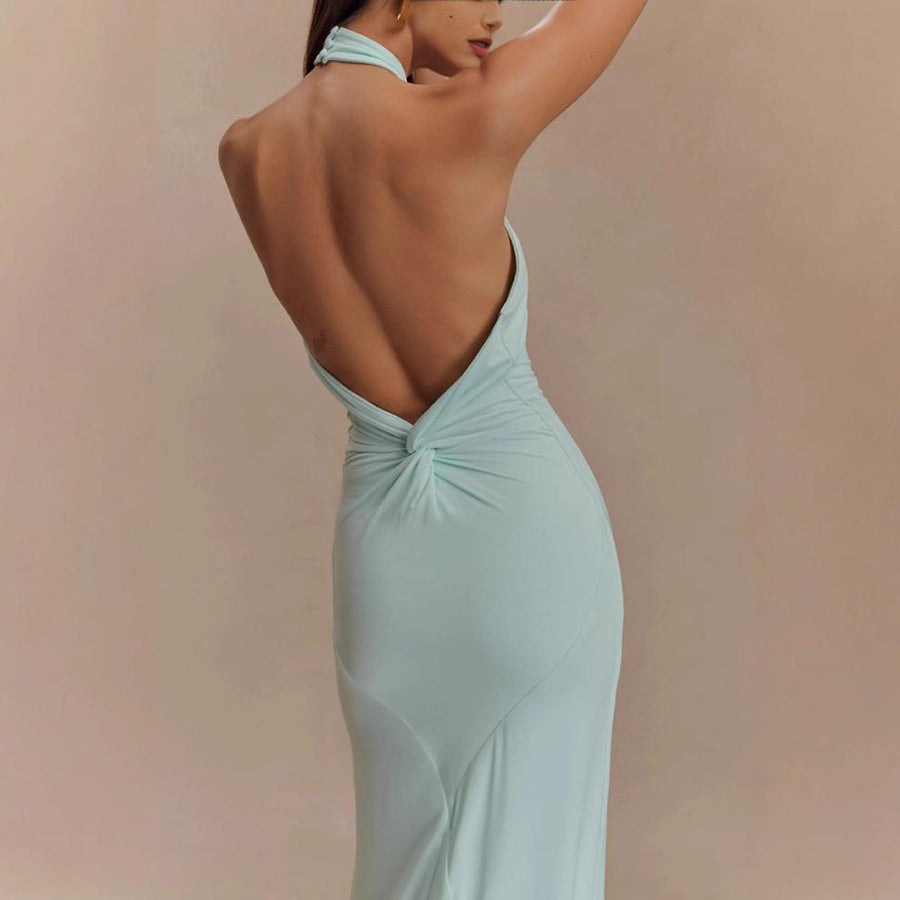 Sexy Bodycon Halter Maxi Dress – Backless Slim Fit Party Club Prom Dress for Women