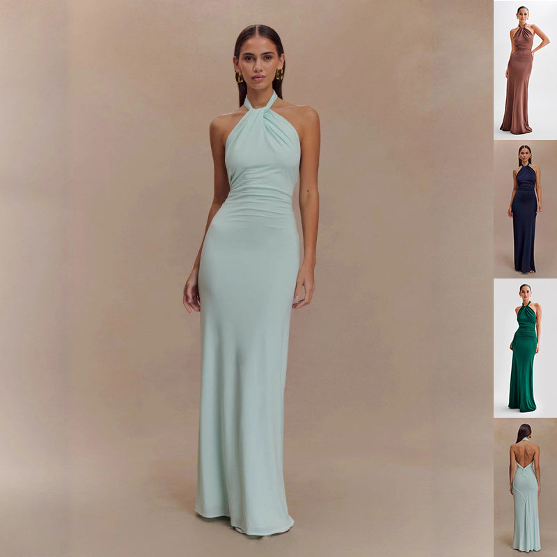 Sexy Bodycon Halter Maxi Dress – Backless Slim Fit Party Club Prom Dress for Women