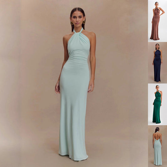 Sexy Bodycon Halter Maxi Dress – Backless Slim Fit Party Club Prom Dress for Women