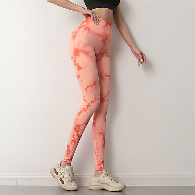Women’s Tie-Dye Seamless Leggings – Push-Up Yoga & Fitness Gym Tights