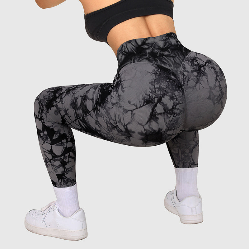 Women’s Seamless Tie-Dye Leggings – Push-Up Yoga & Fitness Gym Pants