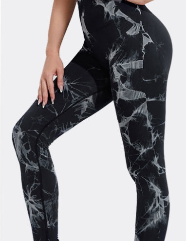 Women’s Seamless Tie-Dye Leggings – Push-Up Yoga & Fitness Gym Pants