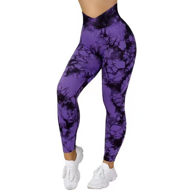 Women’s Seamless Tie-Dye Leggings – Push-Up Yoga & Fitness Gym Pants