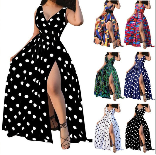 Women’s Sexy Party Dress – Plus Size Long Swing Club Dress with Strap Desig