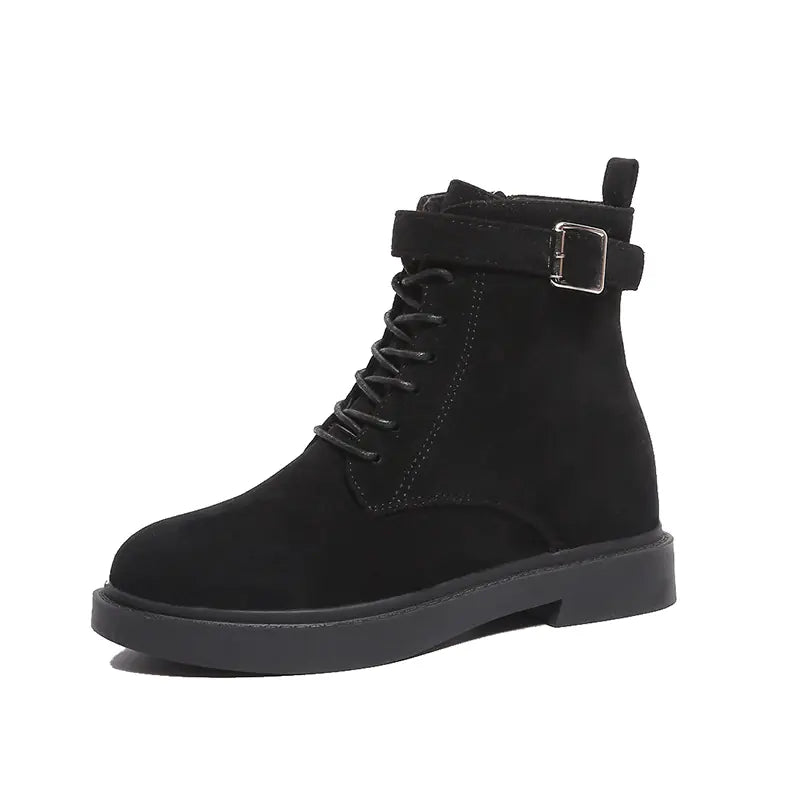 Women’s Autumn & Winter Boots – Stylish Flat Square Heel Footwear for Daily Wear