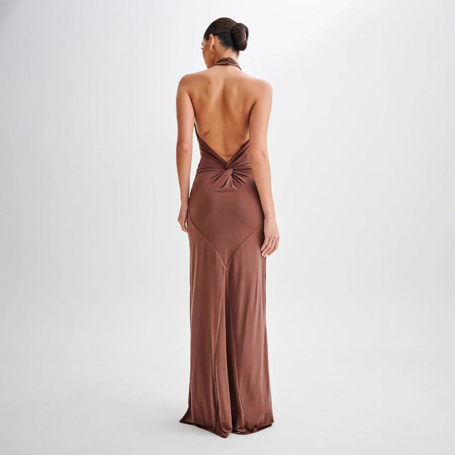 Sexy Bodycon Halter Maxi Dress – Backless Slim Fit Party Club Prom Dress for Women