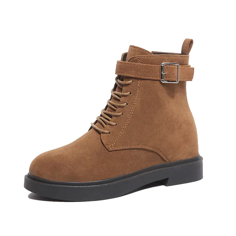 Women’s Autumn & Winter Boots – Stylish Flat Square Heel Footwear for Daily Wear